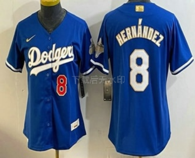 Women's Los Angeles Dodgers #8 Enrique Hernandez Blue 2026 Gold Collection Stadium Jersey
