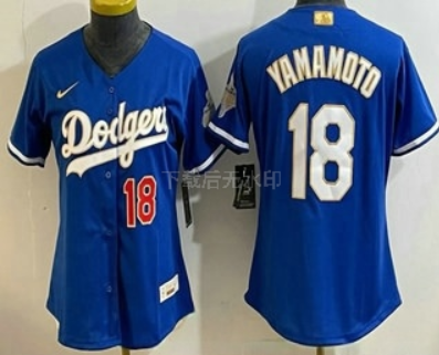 Women's Los Angeles Dodgers #18 Yoshinobu Yamamoto MVP Blue Limited Stitched Jersey