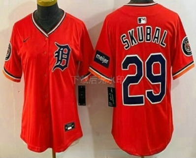 Women's Detroit Tigers #29 Tarik Skubal Orange Stadium Jersey