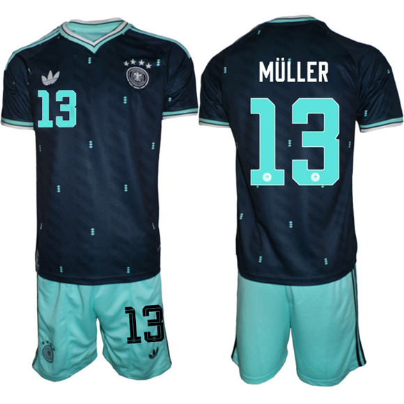 Men's Germany #13 Thomas Müller Navy 2026 Away Soccer Jersey Suit