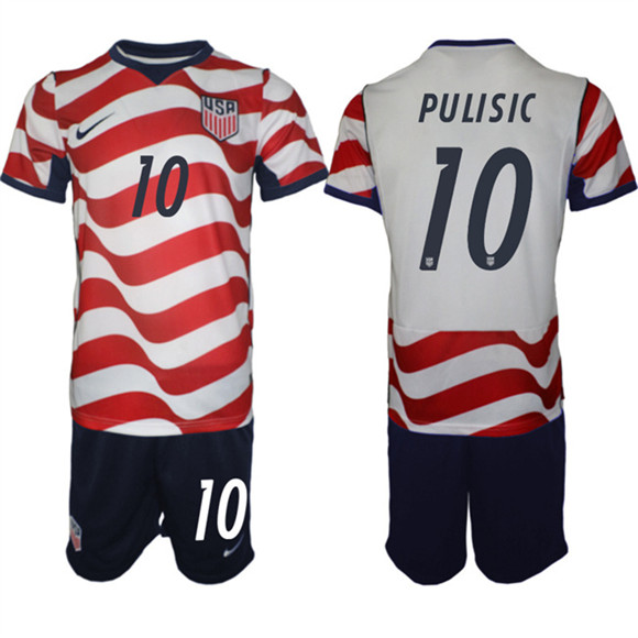 Men's United States #10 Christian Pulisic White Red 2026 Home Soccer Jersey Suit