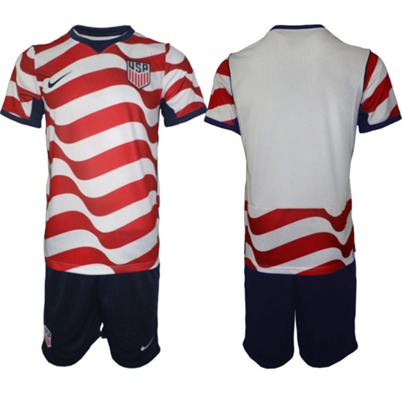 Men's United States Blank White Red 2026 Home Soccer Jersey Suit
