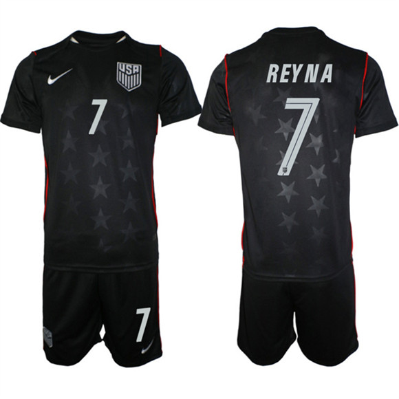 Men's United States #7 Gio Reyna Black 2026 Away Soccer Jersey Suit