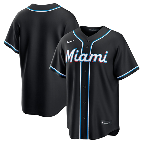 Men's Miami Marlins Blank 2026 Black Out Stitched Baseball Jersey