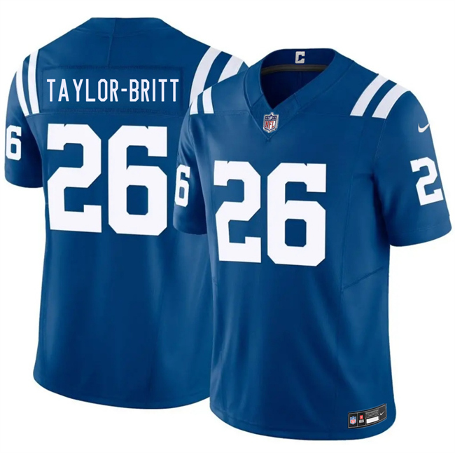 Men's Indianapolis Colts #26 Cam Taylor-Britt Blue 2026 F.U.S.E. Vapor Limited Football Stitched Jersey