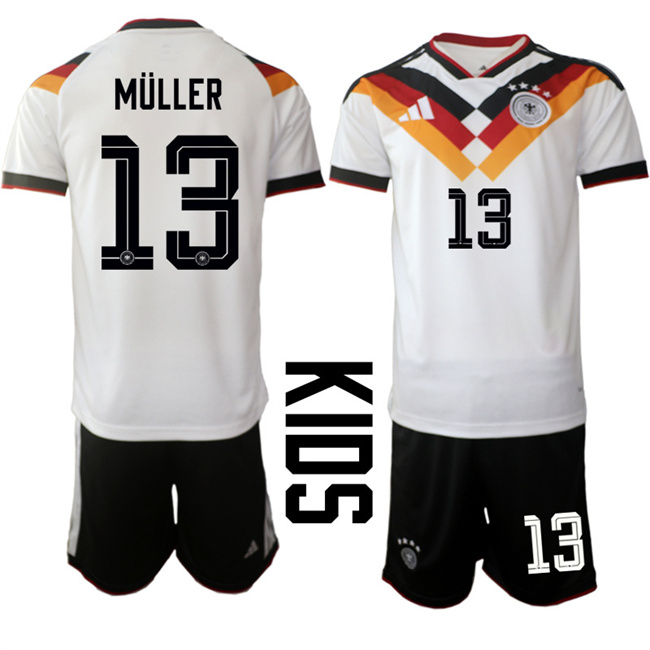Youth Germany #13 Thomas Müller White 2025 26 Home Soccer Jersey Suit