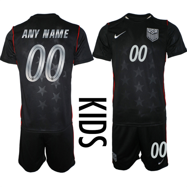 Youth United States Custom Black 2026 Away Soccer Jersey Suit