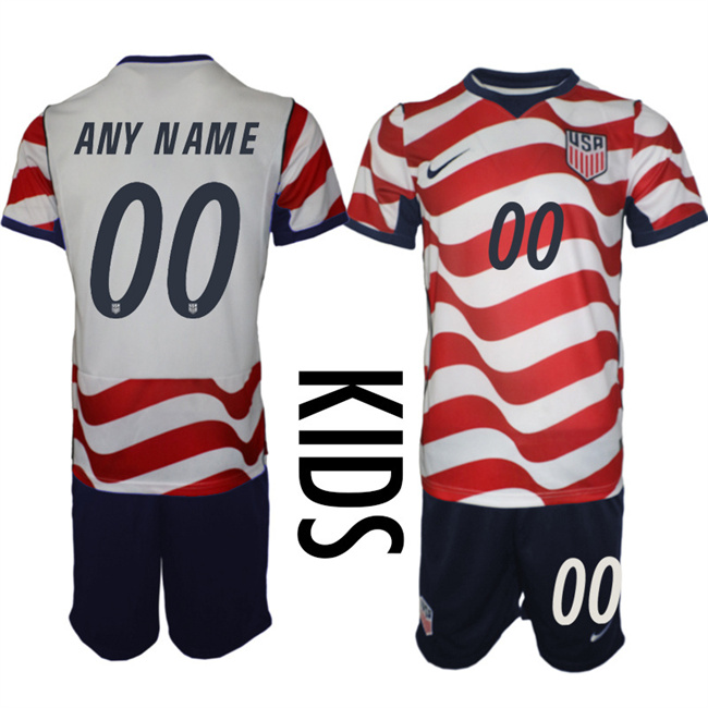 Youth United States Custom White Red 2026 Home Soccer Jersey Suit