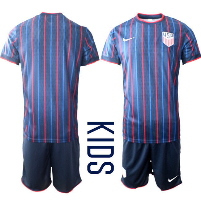 Youth United States Custom Blue 2026 World Cup Away Soccer Jersey Suit