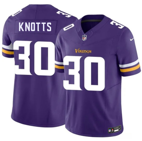 Men's Minnesota Vikings #30 Shaleak Knotts Purple 2026 Draft F.U.S.E. Vapor Untouchable Limited Football Stitched Jersey