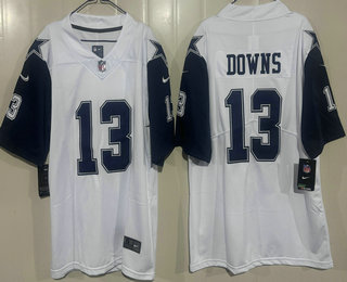 Men's Dallas Cowboys #13 Caleb Downs White Throwback Vapor Jersey
