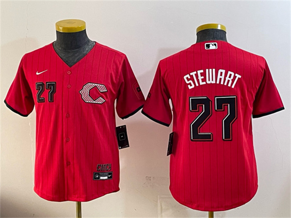 Women's Cincinnati Reds #27 Sal Stewart Red 2026 City Connect Stadium Stitched Baseball Jersey(Run Small)