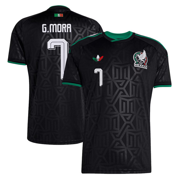Men's Mexico #7 Gilberto Mora Black 2026 Soccer Jersey Suit
