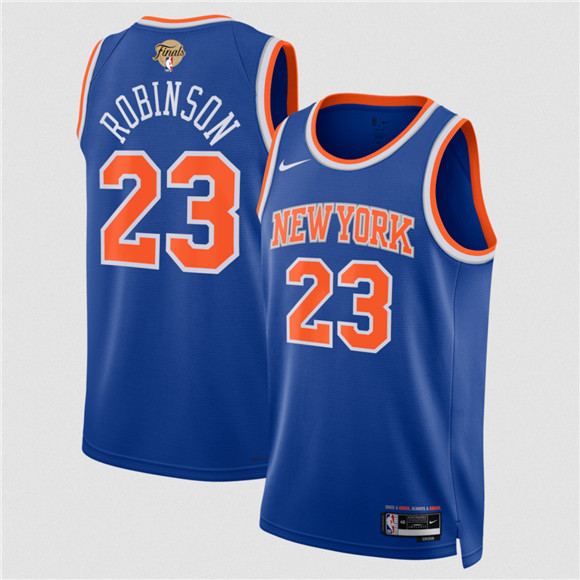 Men's New Yok Knicks #23 Mitchell Robinson Blue 2026 Finals Patch Icon Edition Stitched Basketball Jersey
