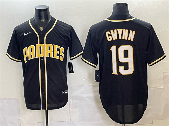 Men's San Diego Padres #19 Tony Gwynn 2026 Fashion Replica Black Out Stitched Baseball Jersey