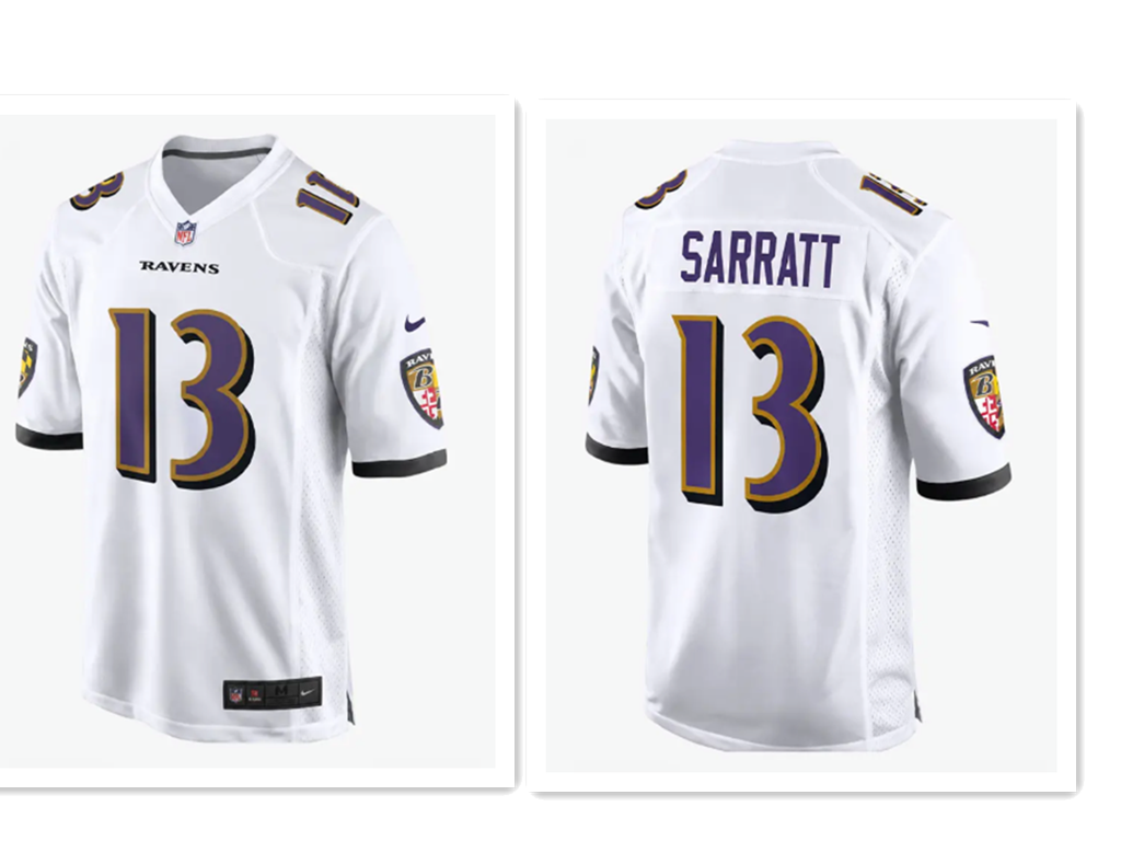 Men's Baltimore Ravens #13 Elijah Sarratt White Alternate Stitched NFL Nike Game Jersey