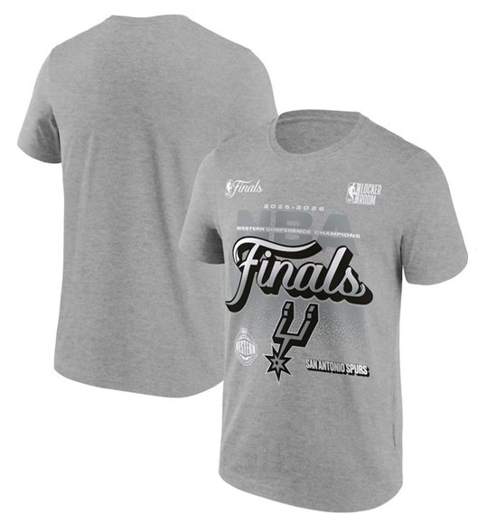 Men's San Antonio Spurs Gray 2026 NBA Western Conference Champions Authentic Locker Room T-Shirt