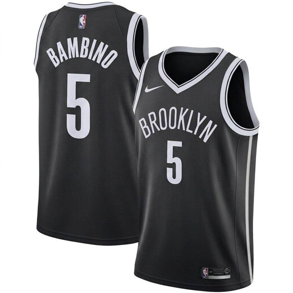 Men's Brooklyn Nets #5 Bambino Black Icon Edition Stitched Basketball Jersey