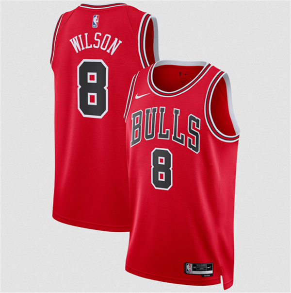 Men's Chicago Bulls #8 Caleb Wilson Red 2026 Draft Icon Edition Stitched Basketball Jersey