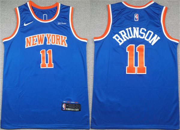 Men's New Yok Knicks #11 Jalen Brunson Blue Icon Edition Edition Stitched Basketball Jersey