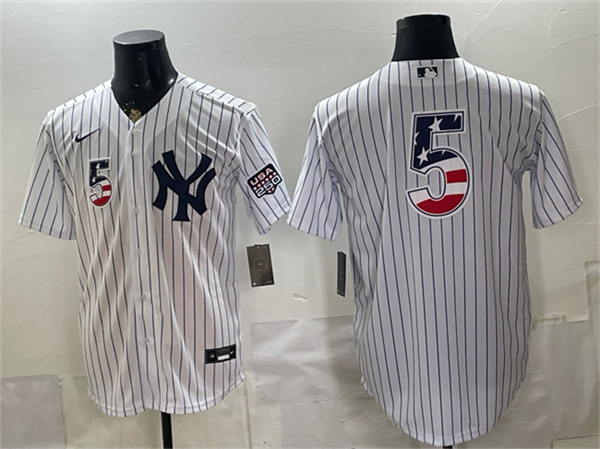 Men's New York Yankees #5 Joe DiMaggio White 2026 USA 250 Fourth of July Home Stadium Stitched Baseball Jersey