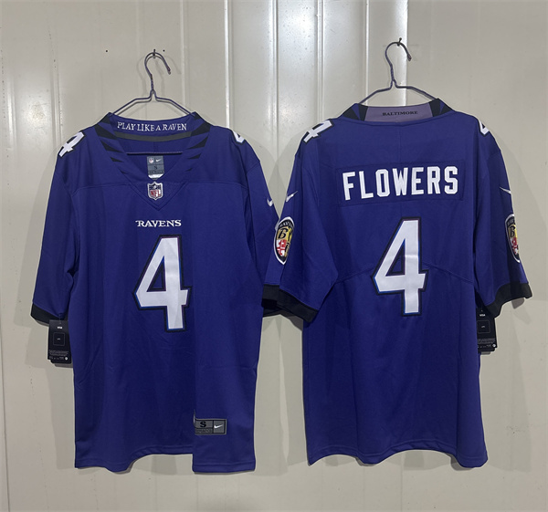 Men's Baltimore Ravens #4 Zay Flowers Purple 2026 Alternate Vapor Limited Football Stitched Jersey