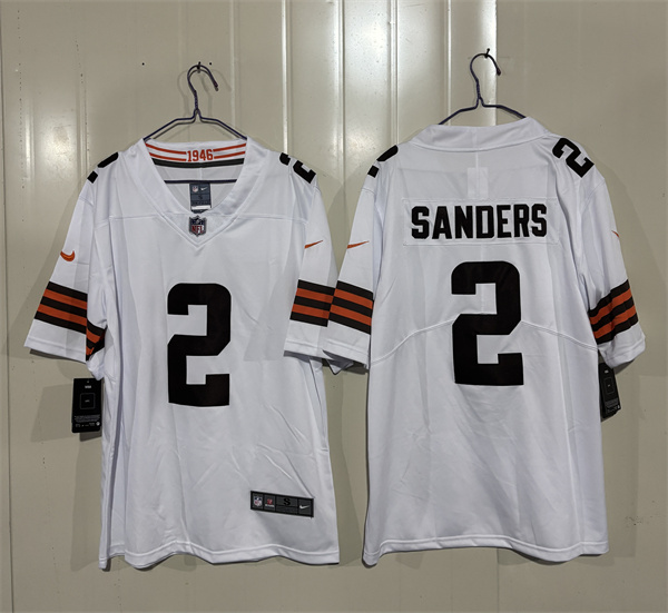 Men's Cleveland Browns #2 Shedeur Sanders White 2026 Vapor Limited Football Stitched Jersey