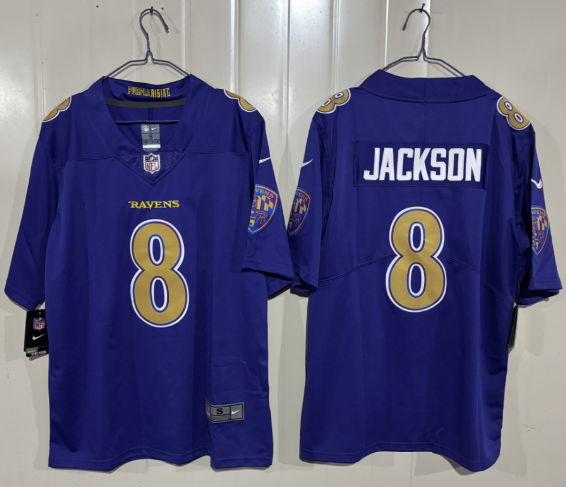 Men's Baltimore Ravens #8 Lamar Jackson Purple 2026 Alternate Vapor Limited Football Stitched Jersey
