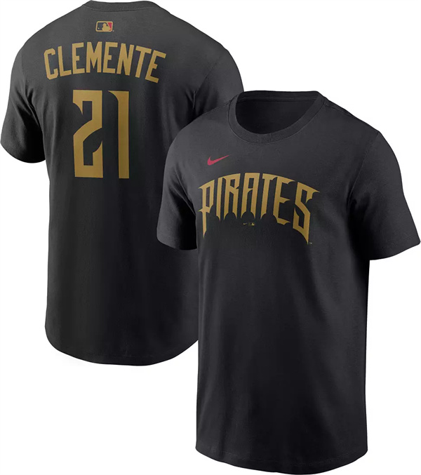 Men's Pittsburgh Pirates #21 Roberto Clemente Black 2026 City Connect T-Shirt