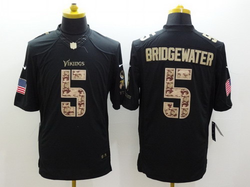 Nike Minnesota Vikings #5 Teddy Bridgewater Salute to Service Black Limited Jersey