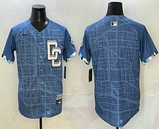 Men's Washington Nationals Blank Blue 2025 City Connect Limited Stitched Baseball Jersey
